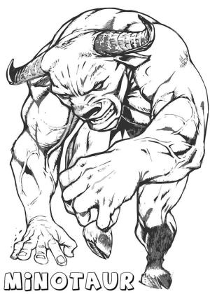 Minotaur boyama sayfası,  coloring page, Kızgın Güçlü Minotor, 