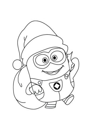 Minyonlar boyama sayfası,  coloring page, Noel Baba suretinde minyon, 