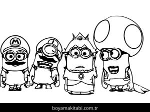 Minyonlar boyama sayfası – boyama etkinliği, çocuk aktivitesi