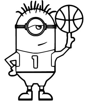 Minyonlar boyama sayfası,  coloring page, Basketbol Oynayan Minyon, 