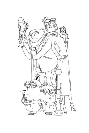 Minyonlar boyama sayfası,  coloring page, Grue ve diğer çizgi film karakterleri., 