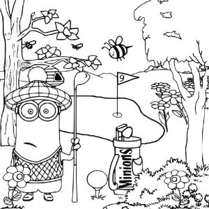 Minyonlar boyama sayfası,  coloring page, Golf oyunu, 