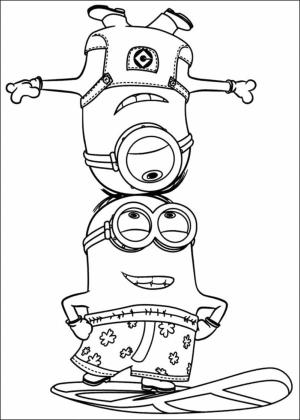 Minyonlar boyama sayfası,  coloring page, Denizde iki minyon., 