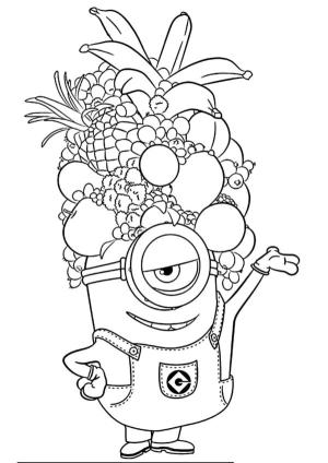 Minyonlar boyama sayfası,  coloring page, Meyve şapkalı minyon, 