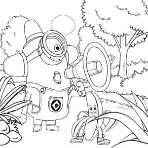 Minyonlar boyama sayfası,  coloring page, Ormandaki minyon komutları., 