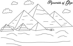 Mısır Ülkesi boyama sayfası,  coloring page, Büyük Giza Piramidi Sevimli, 