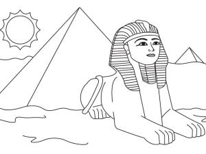 Mısır Ülkesi boyama sayfası,  coloring page, Mısır’daki Giza Sfenks Ve Piramidi, 