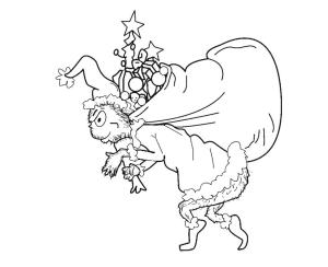 Mızıkçı boyama sayfası,  coloring page, Bir Hediye Çantası Taşıyan Grinch, 