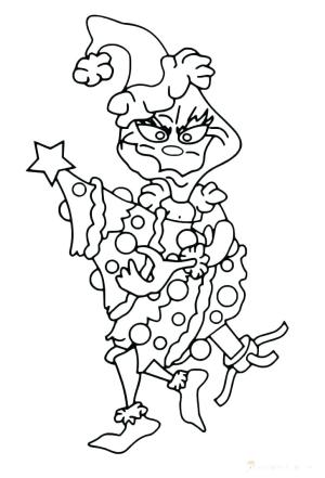 Mızıkçı boyama sayfası,  coloring page, Grinch Noel Ağacı Tutuyor, 