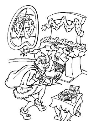 Mızıkçı boyama sayfası,  coloring page, Kurabiye çalan Grinch, 