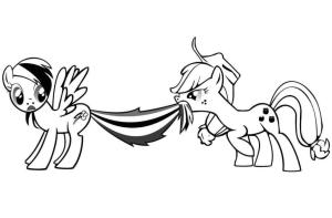 MLP boyama sayfası, coloring page, Rainbow Dash ve Applejack My Little Pony,