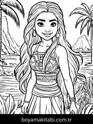 Moana boyama sayfası,  coloring page, sevimli, yuvarlak hatlı, kolay