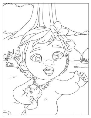 Moana boyama sayfası,  coloring page, Bebek Moana Portresi, 