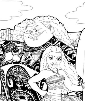 Moana boyama sayfası,  coloring page, Disney Moana ve Maui’yi çizin, 