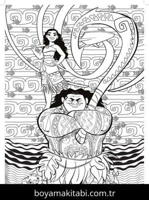 Moana boyama sayfası – keyifli zaman, renkli çizimler