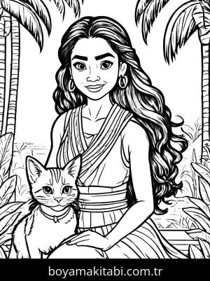 Moana boyama sayfası,  coloring page, basit, karikatür, renkli