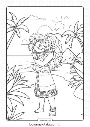 Moana boyama sayfası – renkli çizimler, okul öncesi