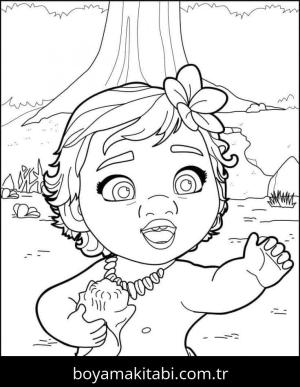 Moana boyama sayfası – basit çizim, kolay boyama