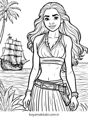 Moana boyama sayfası – PDF indir, sevimli karakter