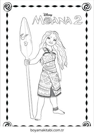 Moana boyama sayfası – kolay boyama, eğitici aktivite