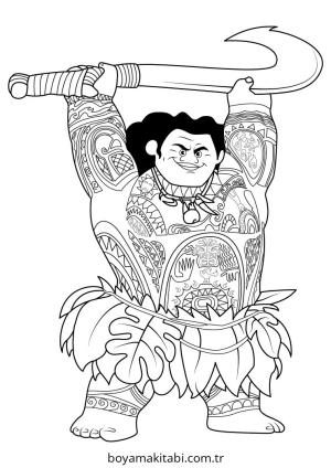 Moana boyama sayfası – çizgi film temalı, basit çizim
