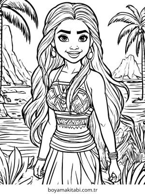 Moana boyama sayfası – çocuklar için, çizgi film temalı