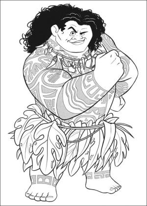 Moana boyama sayfası,  coloring page, Güçlü Maui, 