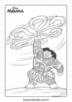 Moana boyama sayfası – okul öncesi, evde etkinlik