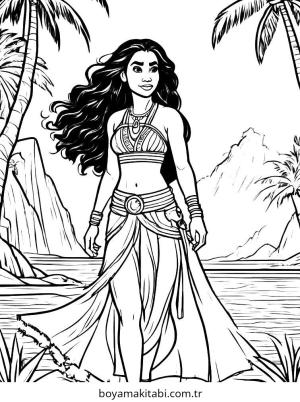 Moana boyama sayfası – renkli çizimler, okul öncesi