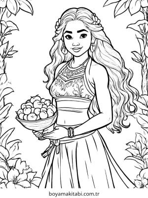 Moana boyama sayfası – çocuk aktivitesi, PDF indir