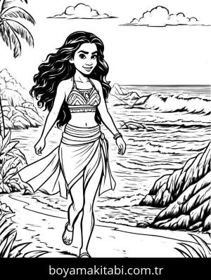 Moana boyama sayfası,  coloring page, oyunlu, benzersiz, mutlu