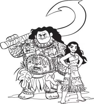 Moana boyama sayfası,  coloring page, Maui ve Moana, 