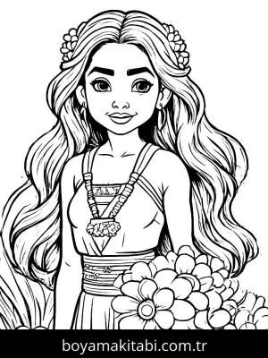 Moana boyama sayfası,  coloring page, minimal, minimal, çerçeveli