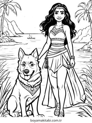 Moana boyama sayfası – boyama çalışması, yaratıcılığı geliştirir