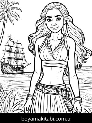 Moana boyama sayfası,  coloring page, şirin, karakterli, çerçeveli