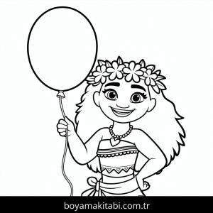 Moana boyama sayfası – basit çizim, kolay boyama