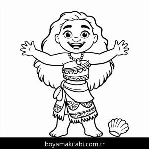 Moana boyama sayfası – çocuklar için, çizgi film temalı