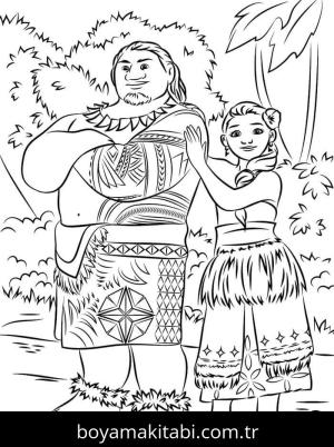 Moana boyama sayfası – boyama çalışması, yaratıcılığı geliştirir