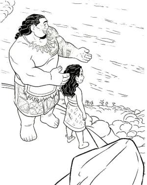 Moana boyama sayfası,  coloring page, Şef Tui ve Moana’yı çizin, 