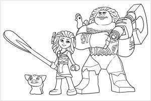 Moana boyama sayfası,  coloring page, Hayvanlarla Lego Maui ve Moana, 