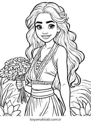Moana boyama sayfası – basit çizim, kolay boyama