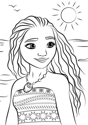 Moana boyama sayfası,  coloring page, Gülümseyen Moana özgür, 