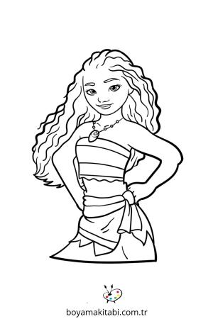 Moana boyama sayfası – eğlenceli etkinlik, el becerilerini geliştirir