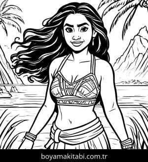 Moana boyama sayfası,  coloring page, komik, eğlenceli, canlı