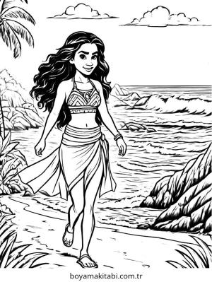 Moana boyama sayfası – kolay boyama, eğitici aktivite