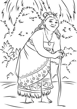 Moana boyama sayfası,  coloring page, Büyükanne Tala Gülümseyen, 