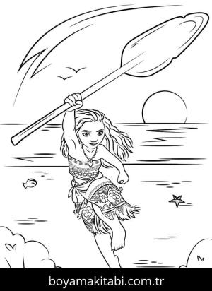 Moana boyama sayfası – sevimli karakter, sanatsal çalışma