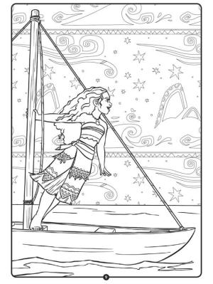 Moana boyama sayfası,  coloring page, Gemideki Moana, 