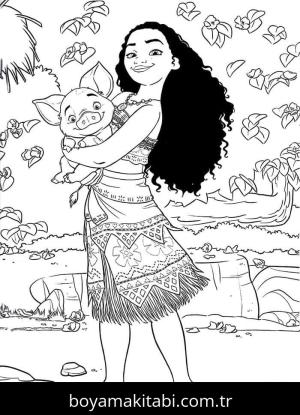 Moana boyama sayfası – çocuklar için, çizgi film temalı