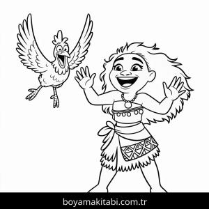 Moana boyama sayfası – basit çizim, kolay boyama